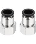 Two Pack Push To Connect Fittings For One Half Inch Tubing One Half Npt Female Straight Pneumatic Adapters Nickel Plated Brass Black Air Line Quick Connectors For Pneumatic Systems