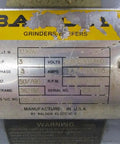 Shop Beast 12 Inch Bench Grinder Fueled by a 3 Horsepower 3 Phase Motor nameplate with voltage and RPM details.