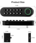 Smart Biometric Cabinet Lock With Fingerprint Password And USB Key dimensions; front view showing keypad and USB port.