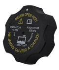 GM 15 PSI Radiator Cap OE Replacement For Most GM Vehicles in black with warning text and symbols, side view