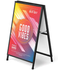 Double Sided 24x36 Inch Street Poster Sign Heavy Duty Folding Sidewalk Board With Slide In Steel Frame Outdoor Indoor Advertising