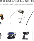 Flysky GR3E AFHDS 2.4G Long Range 3CH Receiver For FS-GT2 FS-GT2B FS-GT3B FS-GT3C FZ-IT4S RC Car And Boat 2 Pack shown with radios