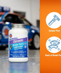 Permatex Ceramic Brake Parts Lubricant bottle, front view, 8 oz, white container with purple label