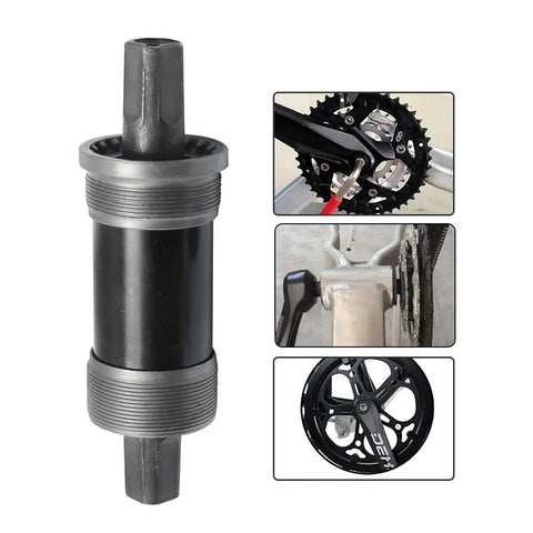 68x123mm Square Taper Bottom Bracket Upgrade For 68mm Shell And 123mm Spindle Length, shown with crankset installation.