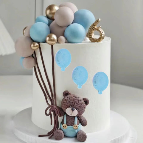 Cake with balloons and teddy bear decoration using Balloon Silicone Mold For Fondant And Chocolate Dope Cake Decorating Easy To Use
