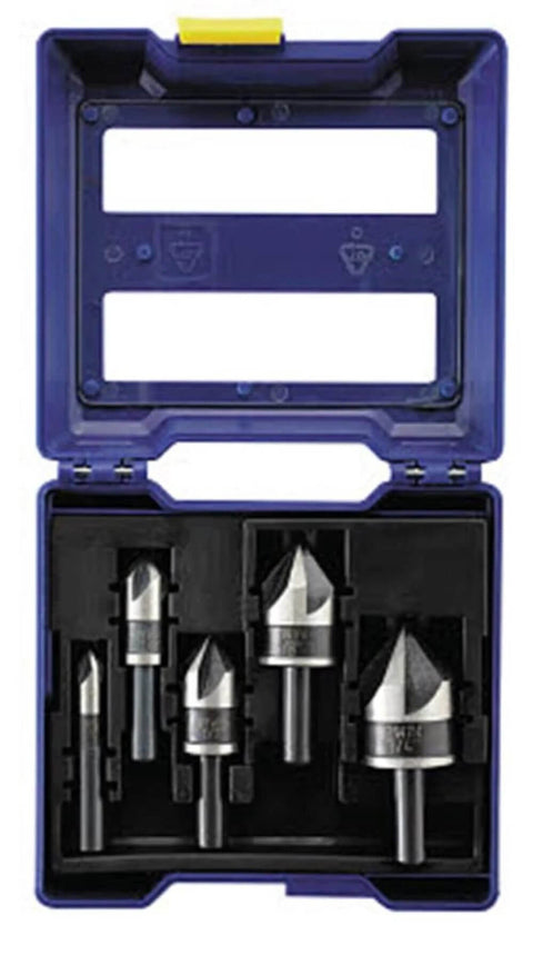 IRWIN metal countersink drill bit set, 5-piece, blue plastic case