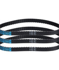 3 Pack 142XL Timing Belts With 71 Teeth, 0.37 Inch Width, 0.20 Inch Pitch, Trapezoidal Tooth Profile, Rubber Geared Cogged Belt With Fiberglass Cords For Real Deal Power Transmission, stacked black belts