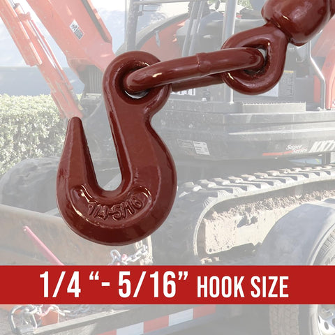 Heavy Duty Chain Lever Load Binder 2 Pack With Forged Grab Hooks For 1/4 To 5/16 Inch Grade 70 Chain Tie Down close-up hook