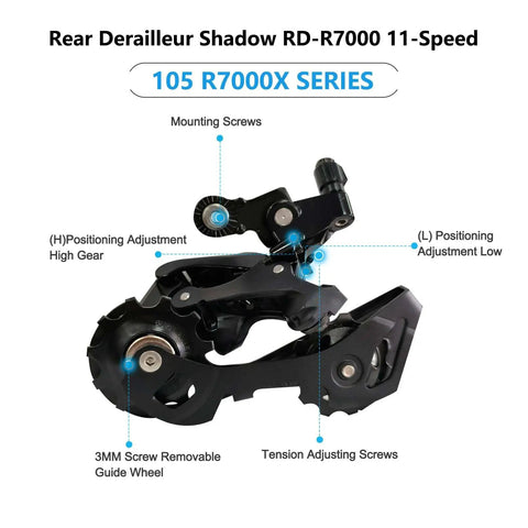 11 Speed Rear Derailleur RD-R7000-SS Direct Mount For Road And Folding Bikes with detailed parts labeled, black color.