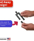 Hands demonstrating Plastic Peel Away Stackable Shims For Leveling 32 Piece Set, 3 1/2 Inch Length, 1/16 Inch Thickness by Glazelock