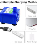 Low Power Submersible Cat Fountain Pump Replacement With Led Light 5V 1.5W DR-DC160 and charging options