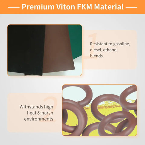 24 Pack FKM Fuel Line O Ring Kit For Quick Connect Fittings showing FKM material resistance and durability