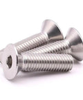 Heavy Duty 5/16-18 Inch Flat Head Socket Cap Screws, 1 Inch Long, 20 Pack, UNC Coarse Thread in 304 Stainless Steel close-up view