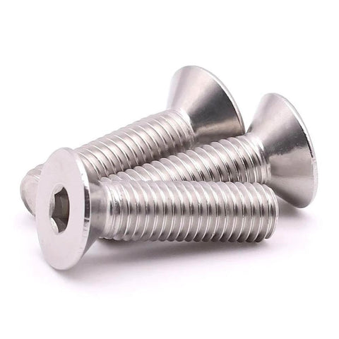 Heavy Duty 5/16-18 Inch Flat Head Socket Cap Screws, 1 Inch Long, 20 Pack, UNC Coarse Thread in 304 Stainless Steel close-up view