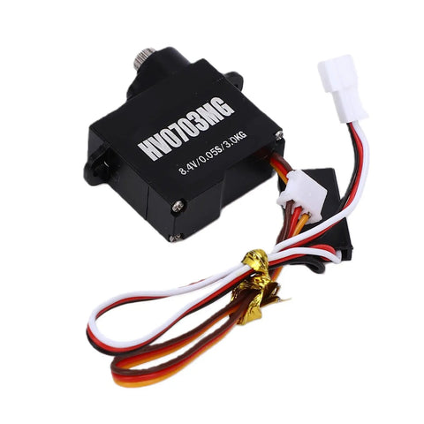 Lightweight 7.1 Gram Mini Servo Motor With Toughened Metal Gears And Machined Aluminum Casing Built Like A Tank For Heavy Duty Rc Drift Builds And Custom Robot Projects Bad Boy Durability Crew Approved, showing a compact design with wiring.