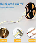 Dope COB LED Strip Lights Waterproof IP67 DC24V 6000K Daylight White 16.4Ft 5m High CRI 92Ra Outdoor Tape Lighting