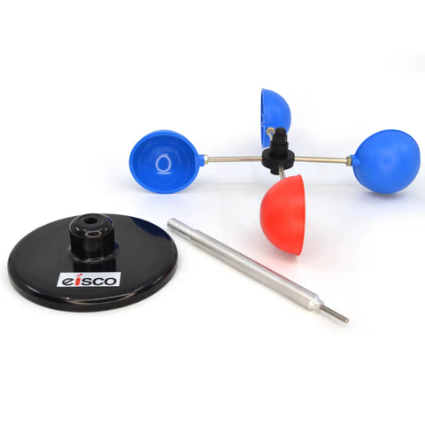 Compact Wind Speed Meter Anemometer For Outdoor Use with 4 cups, black base, and metal rod for weather education