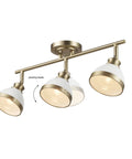 22 Inch 3 Light Track Lighting Kit With Matte Brass Finish And White Shades, Pivoting Heads, Easy Install, E26 Base
