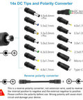 Universal Adjustable DC Power Supply 3V-24V, 3A 72W, 14 DC tips and polarity converter detail view