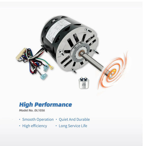Half Horsepower Blower Fan Motor With 1075 RPM And Three Speed Settings 115 Volt Includes Ten Microfarad Capacitor 370V