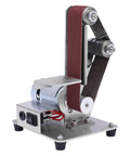 Big Gun Mini Belt Sander 110V Electric Grinder Polisher with abrasive belt for DIY, metalworking, and woodworking tasks.