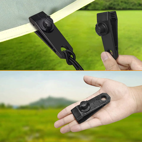Heavy Duty Tarp Clips With Locking Thumb Screws For Canopies And Tents, grip tight hold downs in outdoor setting