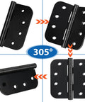 Stainless Steel Ball Bearing Door Hinges 4x4 Inch Heavy Duty Black Finish Five Eighths Inch Radius Corners, 305° rotation view