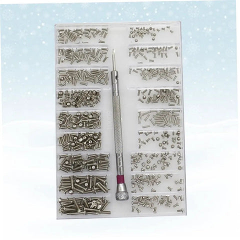 Miniature Electronics Screw Kit For Repairs With Assorted Tiny Screws For Glasses, Watches, Laptops And Small Devices in case