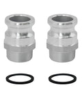 Beefy Aluminum Cam Lock Hose Fittings 1 Inch Plug To NPT Male Global Type Cam And Groove Quick Disconnect Pack Of 2 With 2 Camlock Gasket Fittings White For Industrial Fluid Transfers, two fittings and gaskets