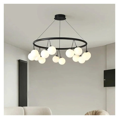 Sleek Black Glass Pendant Light For Kitchen And Bedroom Dope Modern LED Ceiling Chandelier Hanging Light Fixture For Home Decor