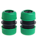 2-Pack Garden Hose Connector Mender And Extend Repair Adapter Kit for quick leak fix; green ABS double female to male fittings