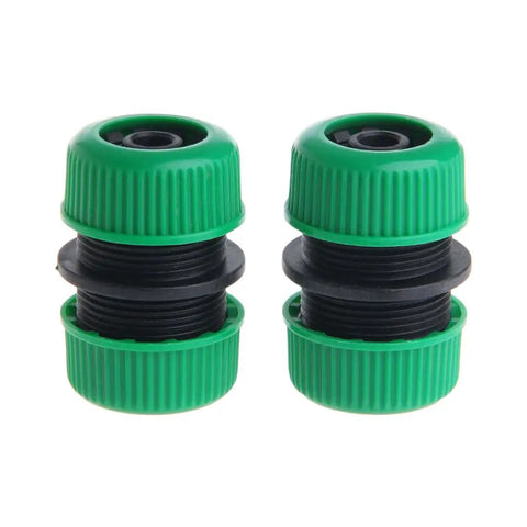 2-pack green ABS garden hose connector mender and extend repair adapter kit for quick leak fix joins one half inch hose sections