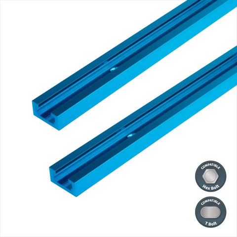Two 36-Inch Double-Cut Universal T-Track With Pre-Drilled Mounting Holes For Woodworking Jigs And Fixtures, Great For Drill Press Tables