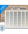 Fits 30x20 Duct Opening White Steel Return Air Grille Vent Cover and screws shown with packaging
