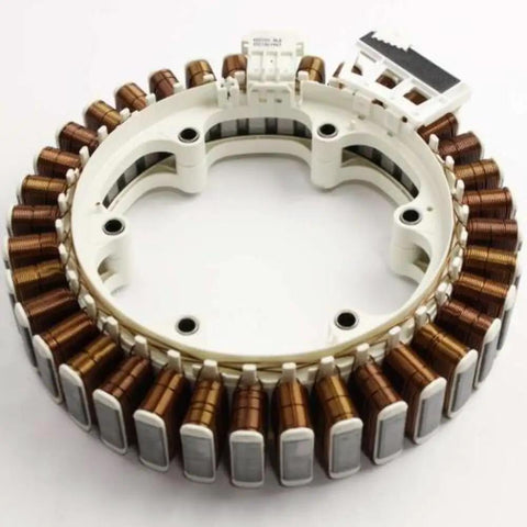 Stator Assembly For LG Washers Genuine OEM Replacement Part with copper coils and white frame, top view