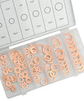110 Piece Copper Sealing Washer Set, Six Sizes, Flat Gasket Oil Seals For Plumbing And Automotive in storage box