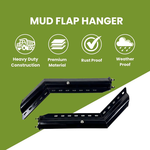 30 Inch 45 Degree Angled Spring Loaded Mud Flap Hanger Built Tough With Heavy Duty Black Powder Coated Steel, 1 Pair