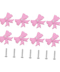 Super Dope Pink Bow Cabinet Pulls Pack Eight Piece Alloy Dresser Knobs For Girls Bedroom Refresh Easy Mount Cabinet Hardware.