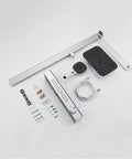 Exposed Shower Faucet System Piano Key Diverter Control Chrome parts layout including shower head, faucet, and connectors.