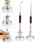 Two Pack Third Hand Tweezers With Straight And Curved Tips, Cross-Locking Clamps And 360 Degree Rotating Base showcased on white background