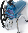 Pro Grade Airless Paint Sprayer Gun Heavy Duty Industrial Painting Machine with metallic stand and high-pressure nozzle.