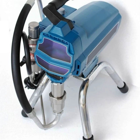 Pro Grade Airless Paint Sprayer Gun Heavy Duty Industrial Painting Machine with metallic stand and high-pressure nozzle.