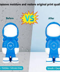 Before and after comparison of 3D print quality using Moisture Busting Filament Dehydrator Dry Box, showing smoother prints.