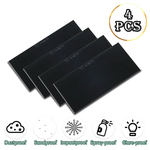 4 Pack Shade 13 Welding Lens For 2 By 4.25 Inch Welding Helmet Replacement 3mm Thick Durable Hard Glass Lenses Protect From Dust Scratches Splash And Impact For 200A To 400A Arc Work