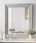 Smile It Looks Good On You Mirror Sticker Vinyl Glass Decals Waterproof Mirror Inspirational Sticker on framed mirror