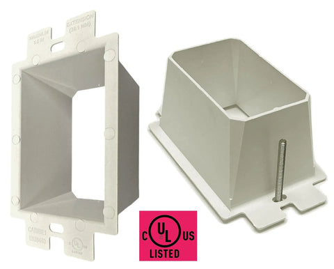 UL Listed 1-Gang Non-Metallic Outlet Box Extender Kit For Power Switch Receptacles, Adds Depth To Wall Boxes, 2 Pack