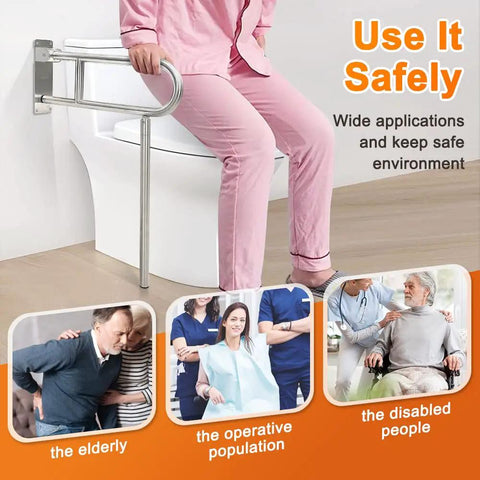Fold Up 24 Inch Bathroom Grab Bars, Heavy Duty Stainless Steel Safety Rails For Shower Tub And Toilet in use
