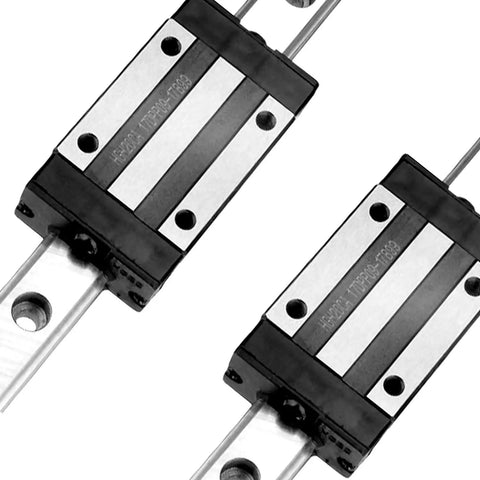 150mm Linear Sliding Rail Guide Set With 2 HGH20CA Carriage Blocks for 3D printers, CNC machines, and routers, close-up angle
