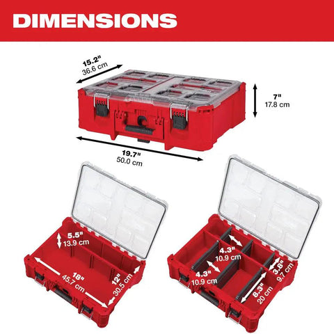 Top Shelf Tool Storage Crate Built Like A Tank For Milwaukee Packout Compatibility dimensions with clear waterproof design.