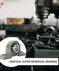Heavy Hitter Cast Iron Pillow Block Bearing Kit Featuring Dual Bolt Flange Housing And Compact Two Hole Design For Cramped Workspaces And Daily Factory Production Lines on machinery.